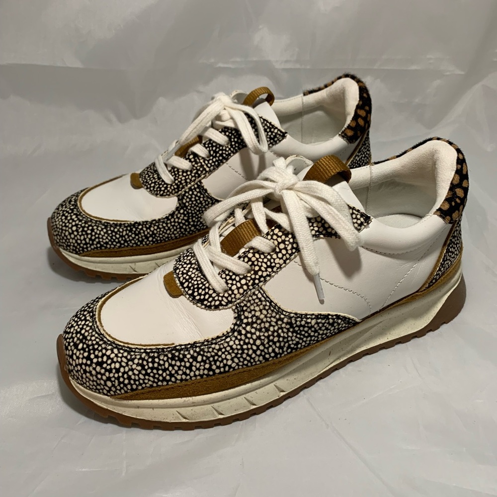 Madewell - Kickoff Trainer Sneakers in Leather and Spot Mix Calf Hair Size 8.5 - Picture 3 of 9